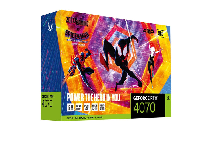 ZOTAC Gaming GeForce RTX 4070 AMP Airo Spider-Man Across The Spider-Verse Bundle Nvidia Graphic Card - Byte Baazar